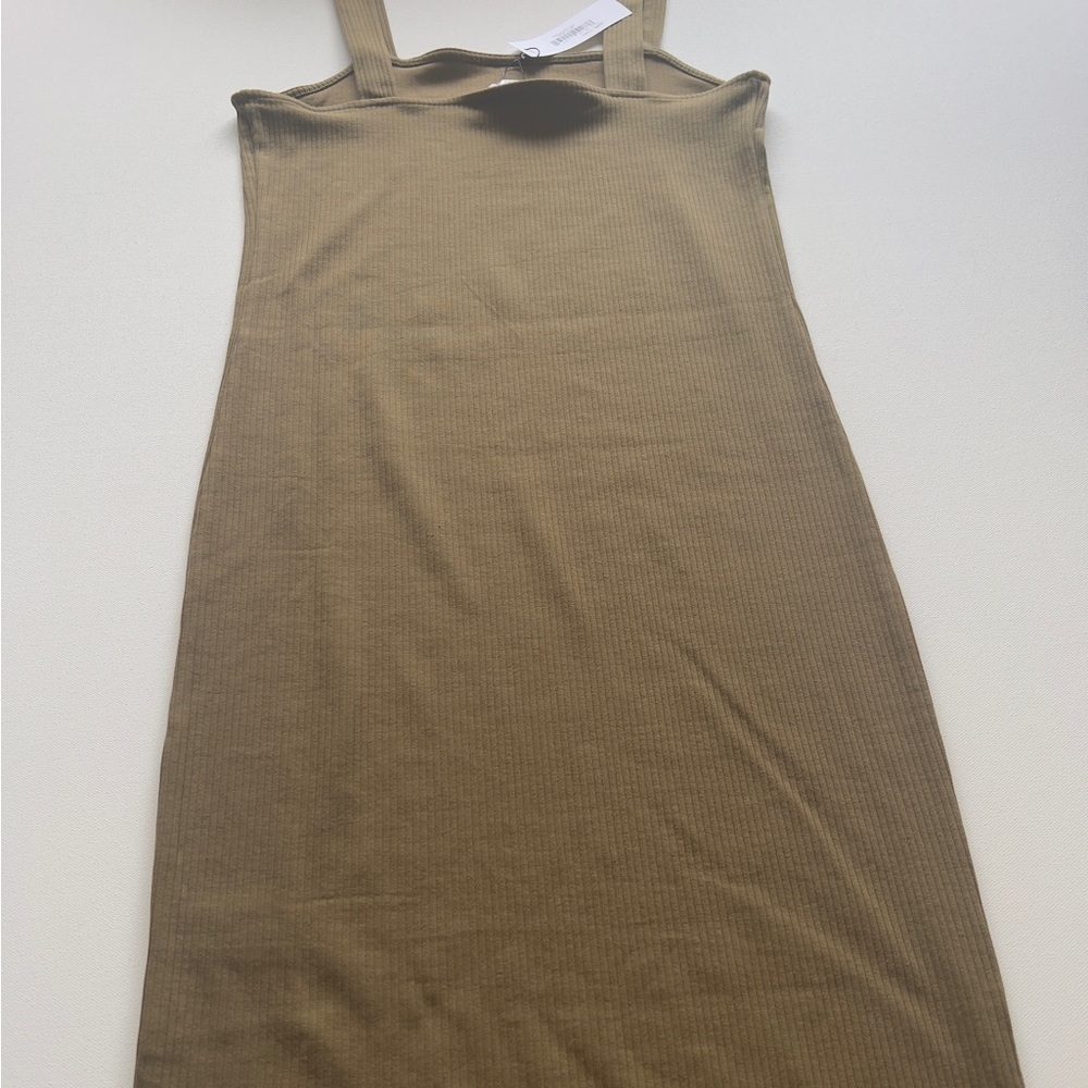 NWT The Drop Amelia Olive Green Ribbed Midi Tank Cotton Dress Size Small (E2) - Picture 1 of 7